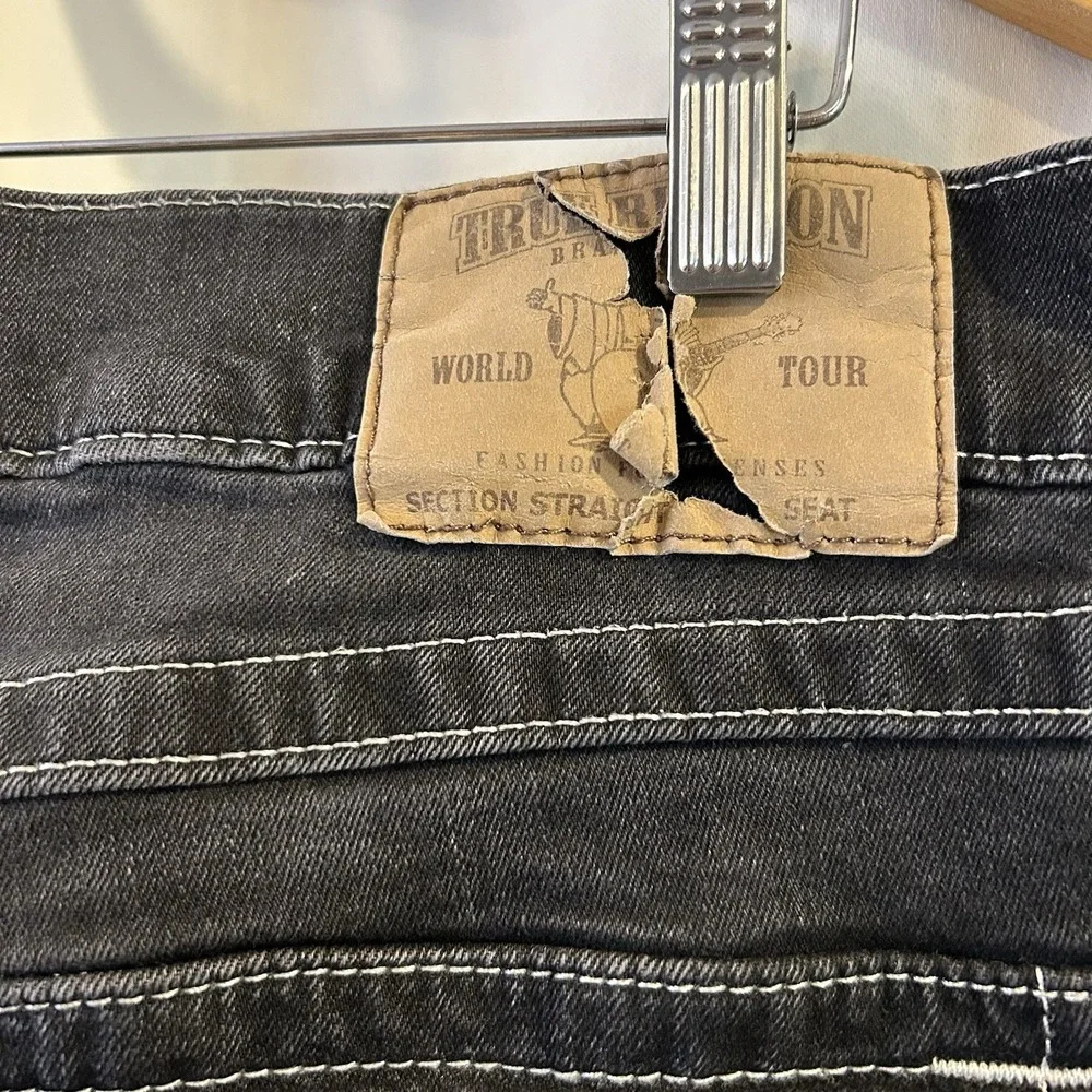 True Religion Ricky Flap‎ Relaxed Straight Denim Black Jeans Men's Sz 36